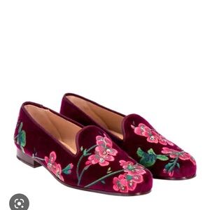 Stubbs & Wootton Geranium embroidered slippers